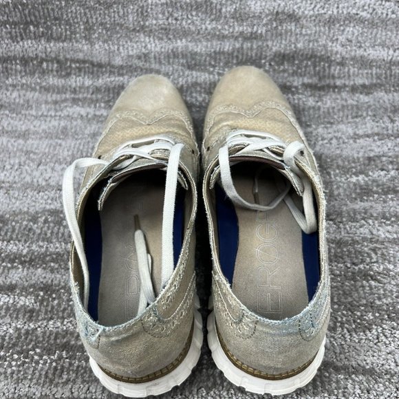 Cole Haan ZeroGrand Men's 9 M Beige Canvas Wingtip Derby Oxford Shoes - Picture 6 of 9
